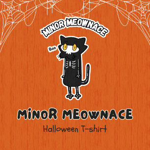 T-shirt Mineur Meownace Boo Squelette Chat Halloween
