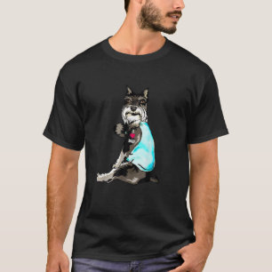 T-shirt Mini Giant Schnauzer Papa Tattoo Drôle Amant Chien