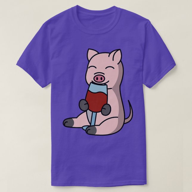 T-shirt Mini Pig Drinking Wine Pet Premium  (Design devant)