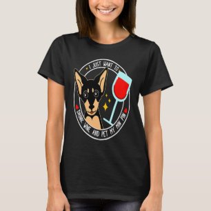 T-shirt Mini Pinscher Je veux juste boire du vin et caress