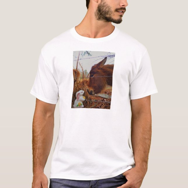 T-shirt Miniature cheval Brown et lapin de Pâques (Devant)