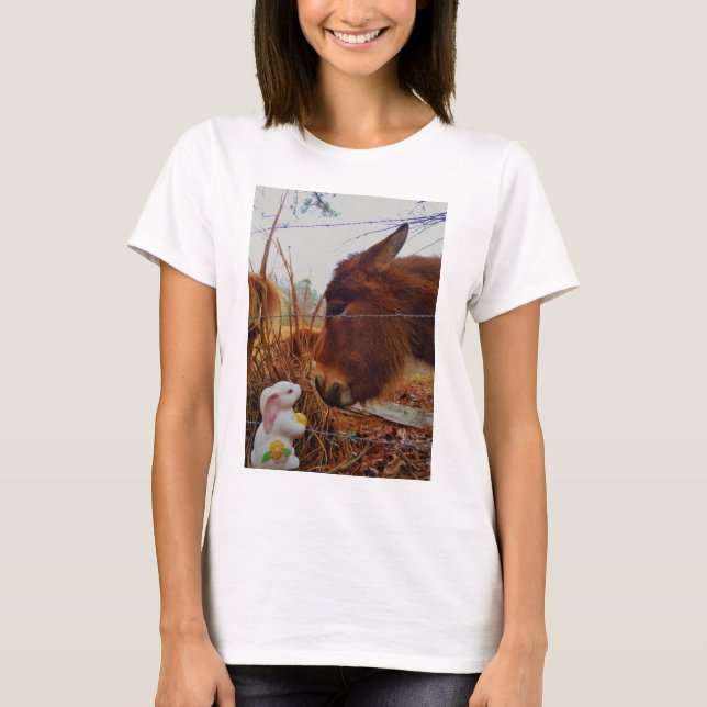 T-shirt Miniature cheval Brown et lapin de Pâques (Devant)
