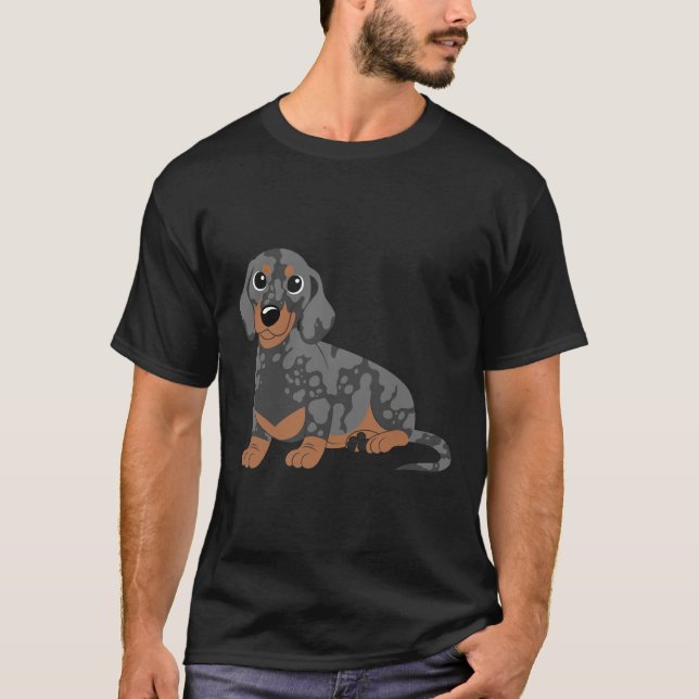 T-shirt Miniature Dachshund Black Dappy (Devant)