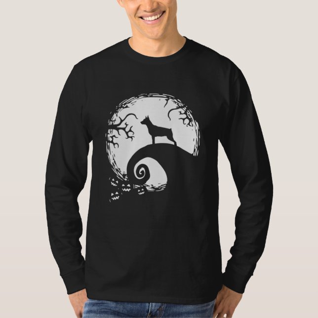 T-shirt Miniature Pinscher And Moon Halloween (Devant)