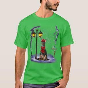 T-shirt Miniature Pinscher Père Noël Neige Lumière de Noël