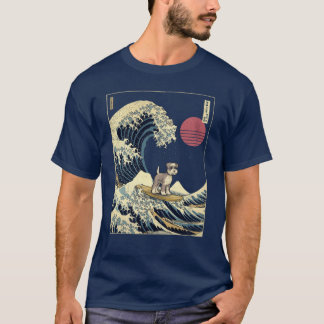 T-shirt Miniature Schnauzer Kanagawa Vague japonaise de su