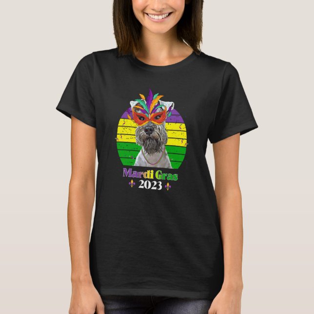 T-shirt Miniature Schnauzer Party Dog Mardi Gras 2023 (Devant)