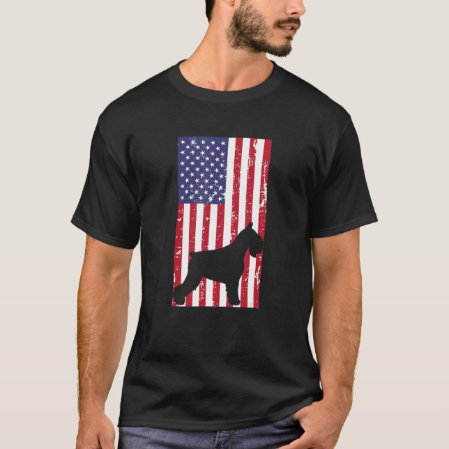 T-shirt Miniature Schnauzer Patriotic All American USA Fla (Devant)