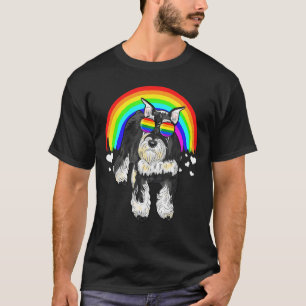 T-shirt Miniature Schnauzer Rainbow Lunettes de soleil Gay