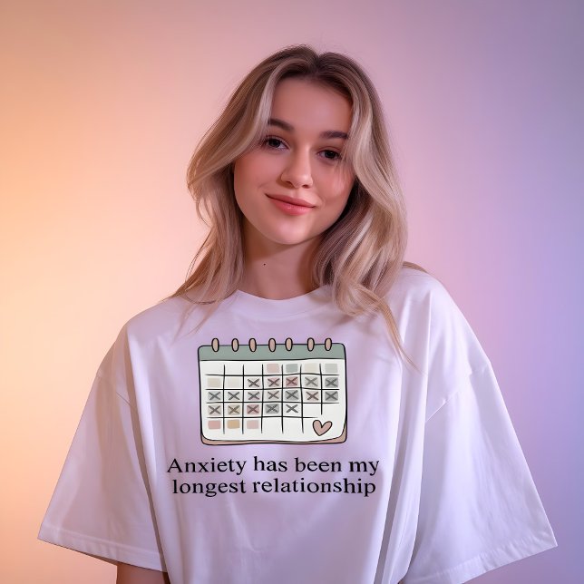 T-shirt Minimal Anxiety Quote Calendar Graphic Tee (Créateur téléchargé)