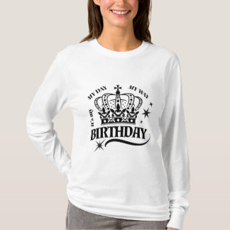 T-shirt Minimal Black Crown Birthday Quote Typography