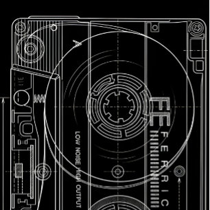 T-Shirt Minimal Blueprint Cassette   Audio Vintage