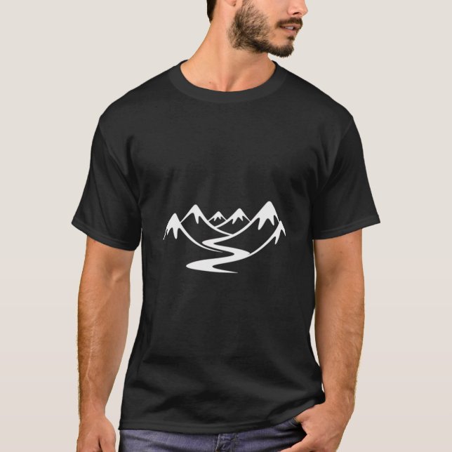T-shirt Minimal Line Mountain Drawing (Devant)