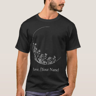 T-shirt Minimal Lune Florale Esthétique Nom Personnalisé