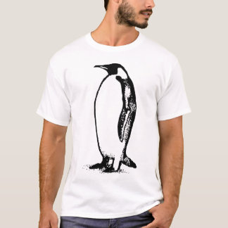 T-shirt Minimal Penguin Silhouette – Black & White Stencil