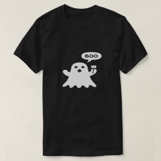 T-shirt Minimalist Cute Ghost Illustration with “Boo” Spee