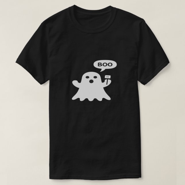 T-shirt Minimalist Cute Ghost Illustration with “Boo” Spee (Design devant)
