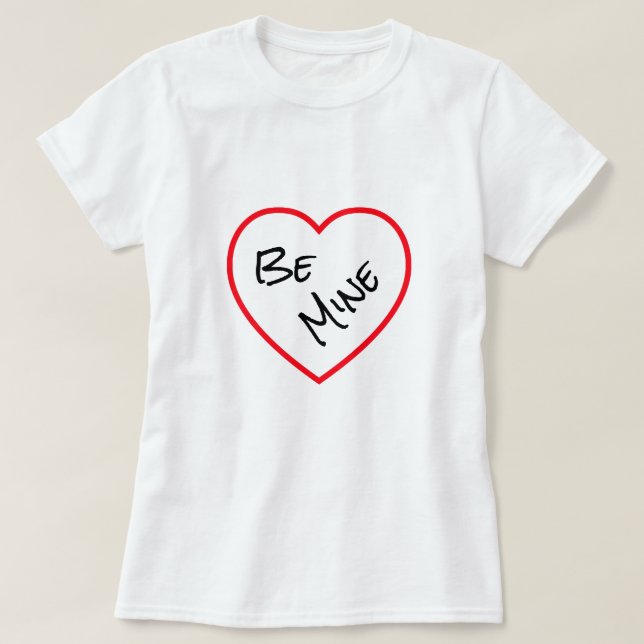T-shirt Minimalist Red Heart Be Mine Valentine's Day White (Design devant)