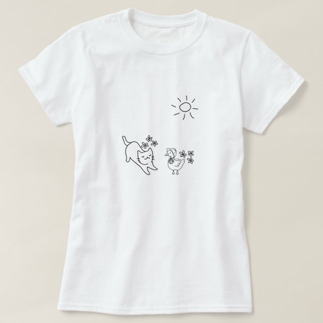 T-shirt Minimalist Spring Cat (Design devant)