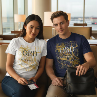 T-shirt Minimalist Travel City | ORD Chicago Airport Code
