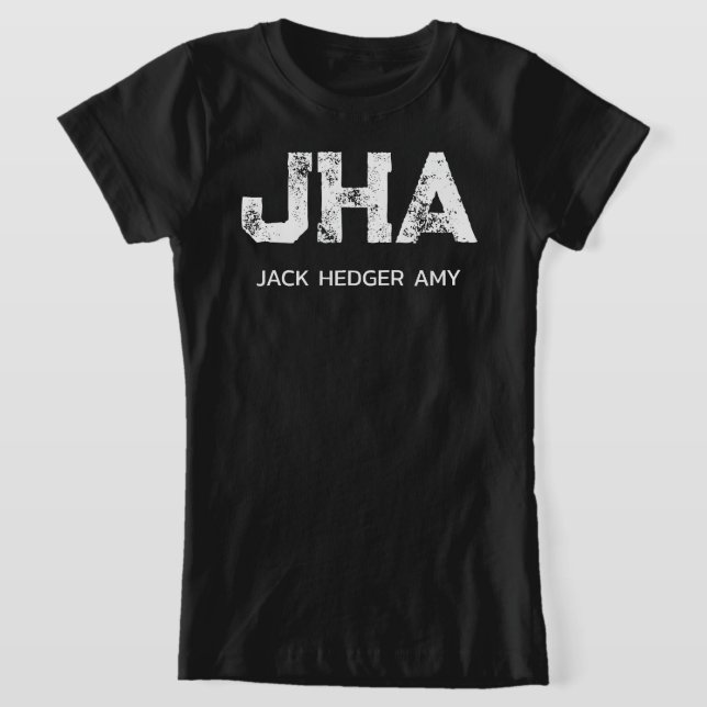 T-Shirt MINIMALIST WHITE THREE LETTER MONOGRAM NAME BLACK (Poser)
