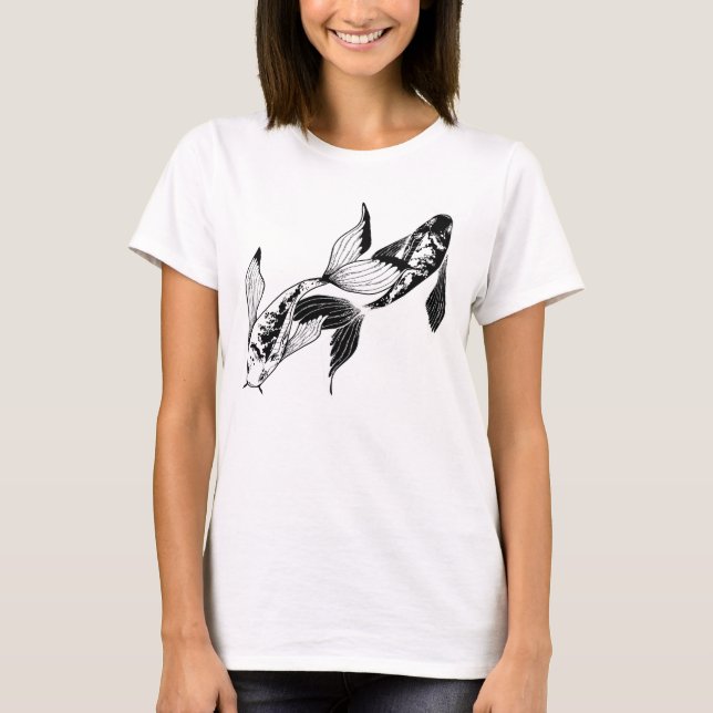 T-shirt Minimalist Yin Yang Koi Fish (Devant)
