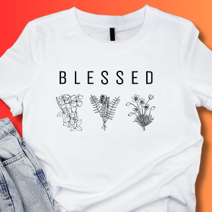 T-shirt Minimaliste BLESSEE Trois Fleurs sauvages Noir Bla