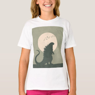 T-shirt Minimaliste Godzilla Lune   Silhouette de Kaiju Gr