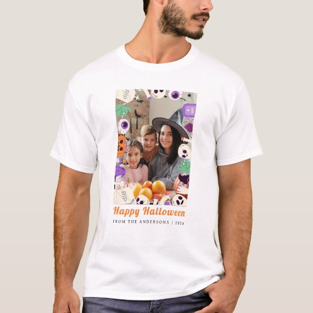 T-shirt Minimaliste moderne Éffrayant Joyeux Halloween 1 P (Devant)