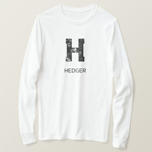 T-SHIRT MINIMALISTE NOIR MONOGRAMME À UNE LETTRE NOM BLANC