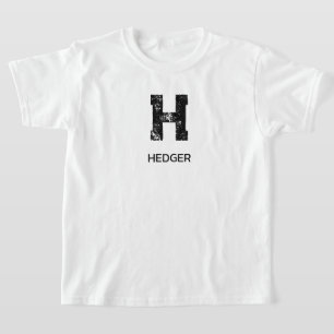 T-SHIRT MINIMALISTE NOIR UNE LETTRE MONOGRAMME NOM BLANC