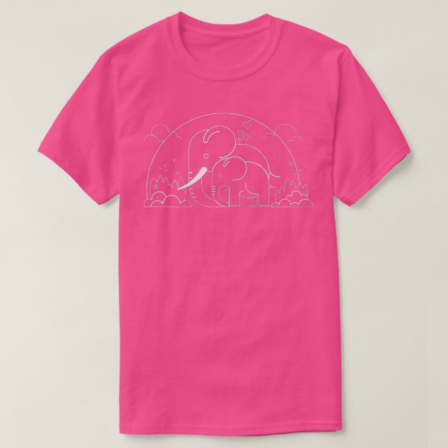 T-shirt Minimalistic Art Elephant Mom and Child  (Design devant)