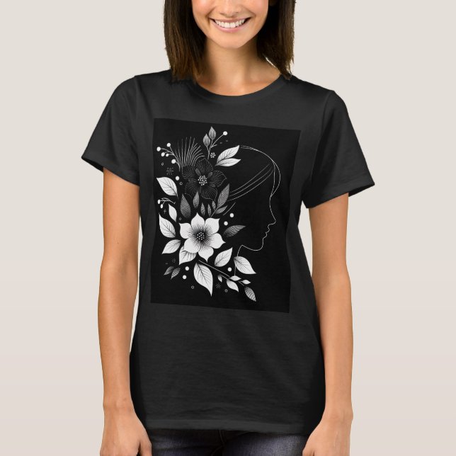 T - Shirt Minimalistisch Blume (Vorderseite)