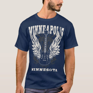 T-shirt Minneapolis Minnesota en détresse guitare aile Ang