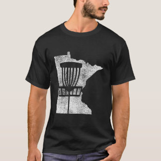 T-shirt Minnesota Disc Golf État Avec Panier en Détresse