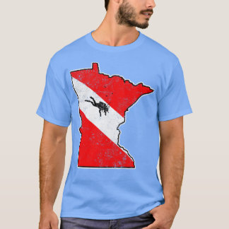 T-shirt Minnesota Dive Drapeau Plongée Plongée Carte d'éta