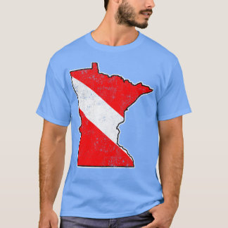 T-shirt Minnesota Dive Drapeau Plongée Plongée Carte d'éta