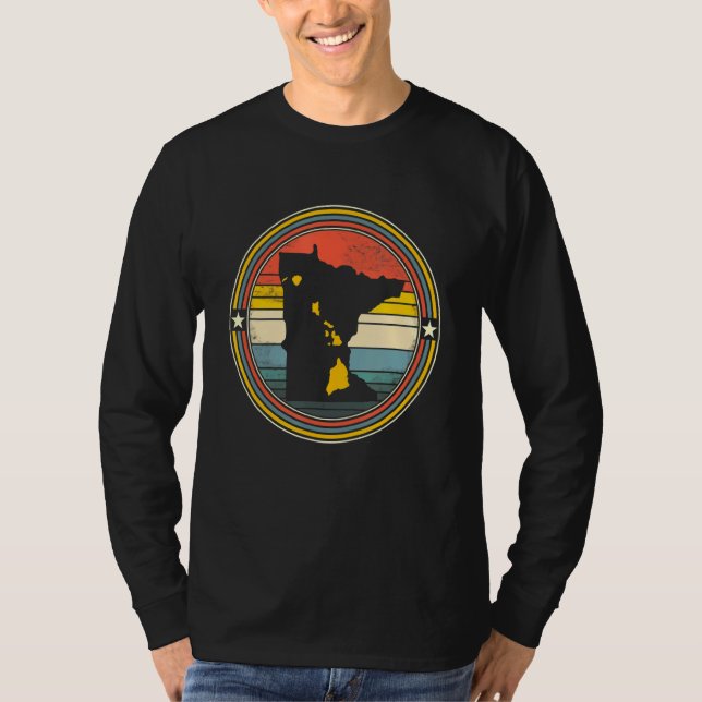 T-shirt Minnesota Hawaii Racines Origine State Map Retro (Devant)