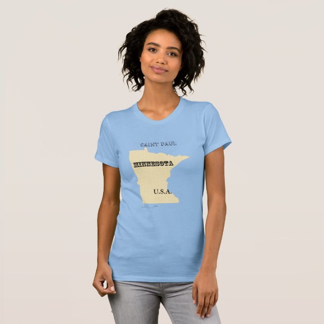 T - Shirt - Minnesota Karte mit Stadt (Vorne ganz)