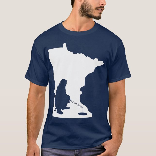 T-shirt Minnesota MN State Map Pêche sur glace (Devant)