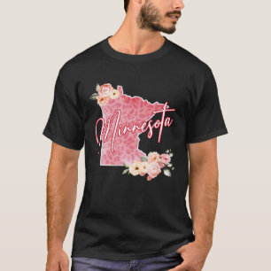 T-shirt Minnesota State Floral Aquarelle Carte Filles mign