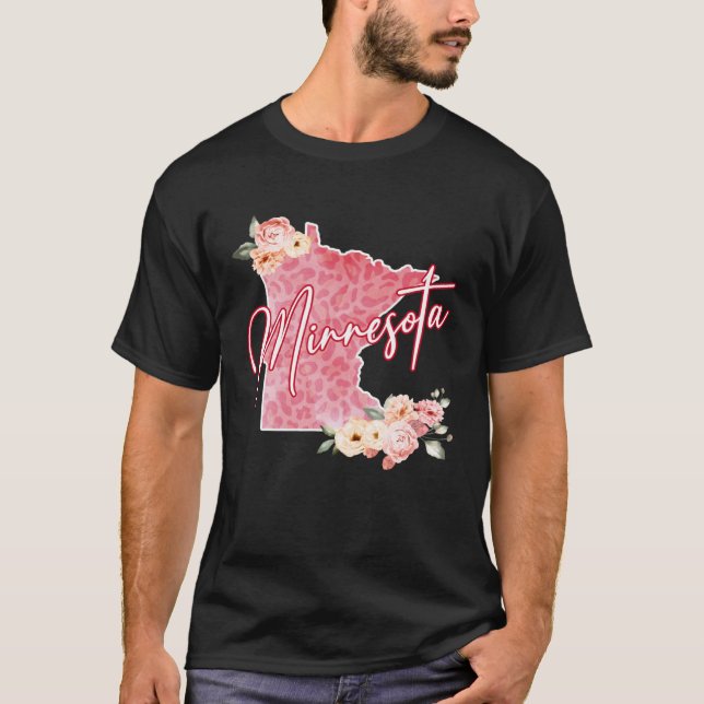 T-shirt Minnesota State Floral Aquarelle Carte Filles mign (Devant)