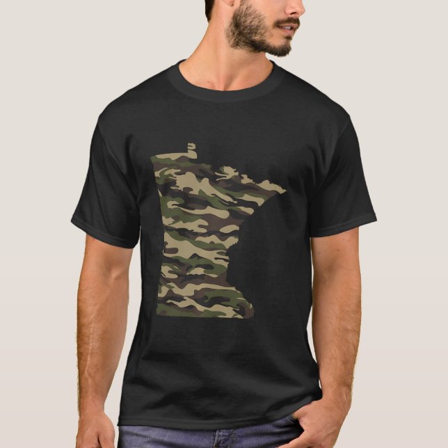 T-shirt Minnesota State Outline Deer Hunter Camo (Devant)