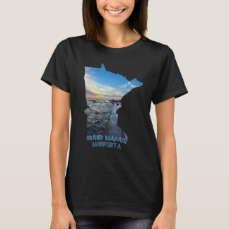 T-shirt Minnesota State Outline Grand Marais Sunset