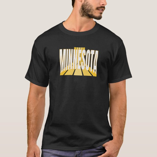 T-shirt Minnesotan violet et jaune Minnesota rétro rayé (Devant)