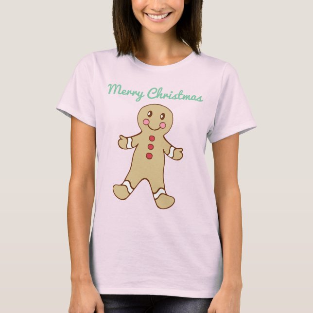T-shirt Mint Joyeux Noël Gingerbread Cookie nuit (Devant)
