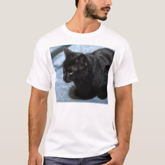 T-shirt Minuit sur le bleu (chat noir)