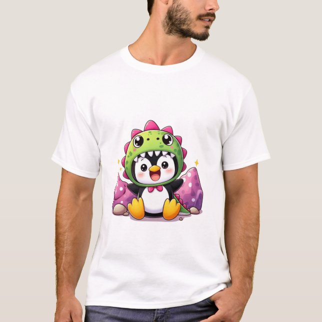 T-shirt Minuscule pingouin en costume de dinosaure adorabl (Devant)