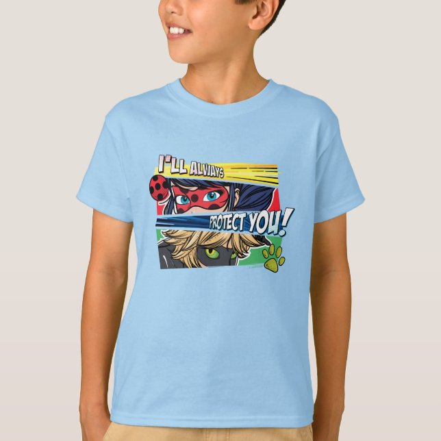 T-shirt Miraculous Ladybug & Cat Noir toujours vous protég (Devant)