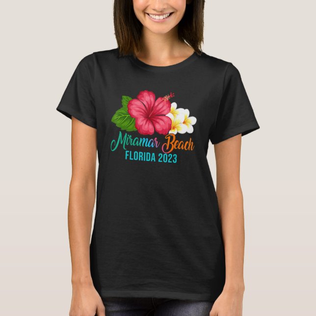 T-shirt Miramar Beach Vacances Floride Hibiscus tropical F (Devant)